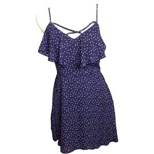 Three Hearts Navy Blue Polka Dot Mini Dress